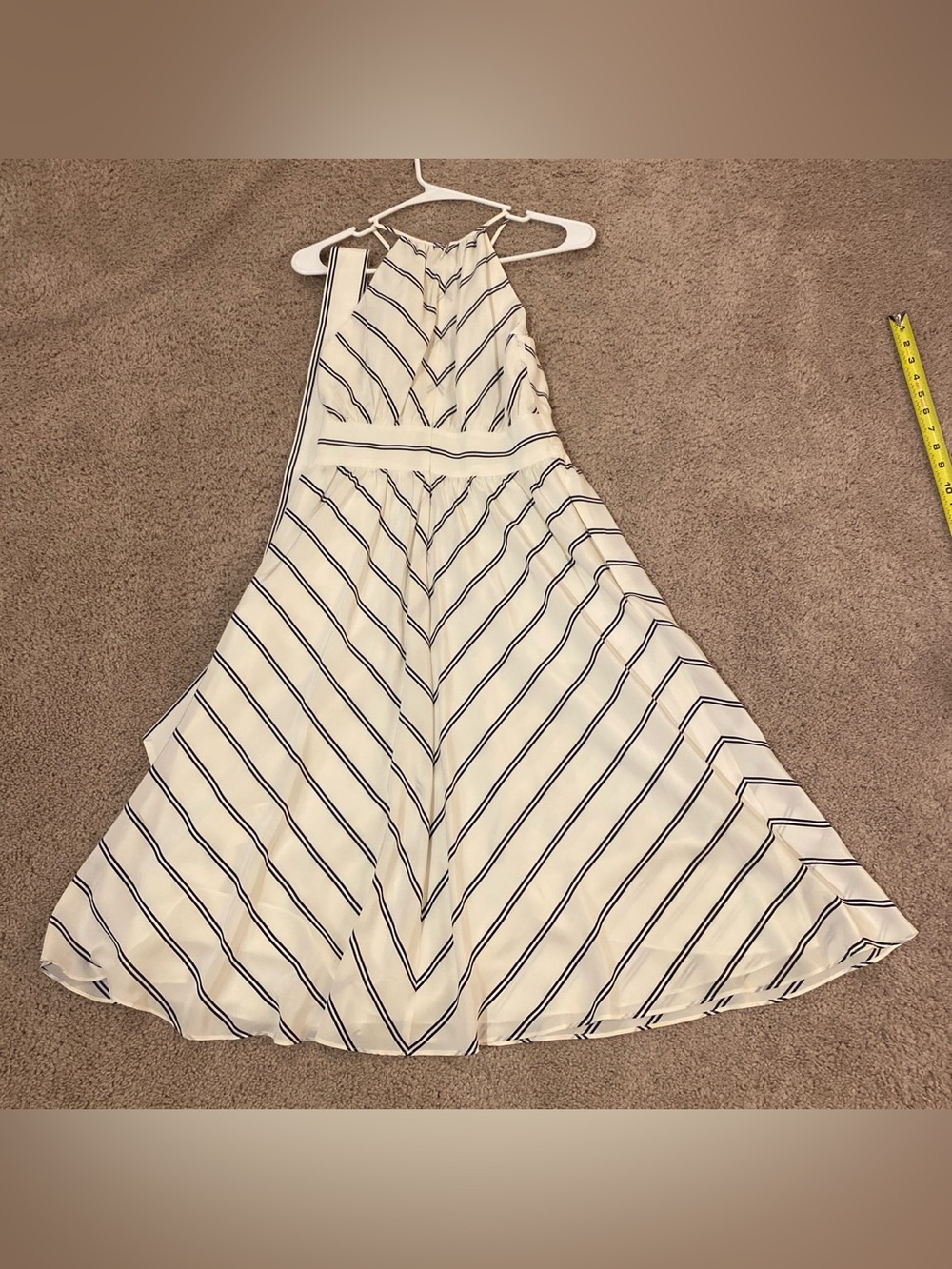 Club Monaco White and Navy Striped Halter Midi Dress - Picture 14 of 16